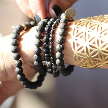 Sacred Lava Bracelet with Flower of Life Mandala