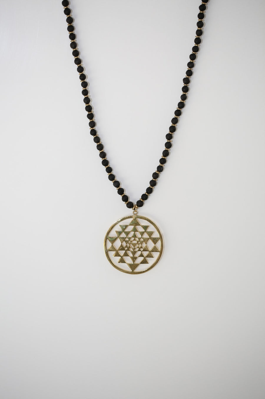 Sacred Lava Necklace with Sri Yantra Pendant